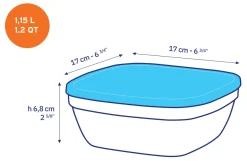 Online Freshbox - Boite de conservation carrée couvercle bleu 1,15L Professionnels De La Restauration|Boîtes Carrées