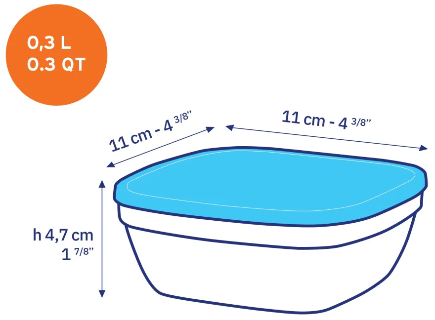 Sale Freshbox - Boite de conservation carrée couvercle blanc 30cl Boîtes Carrées