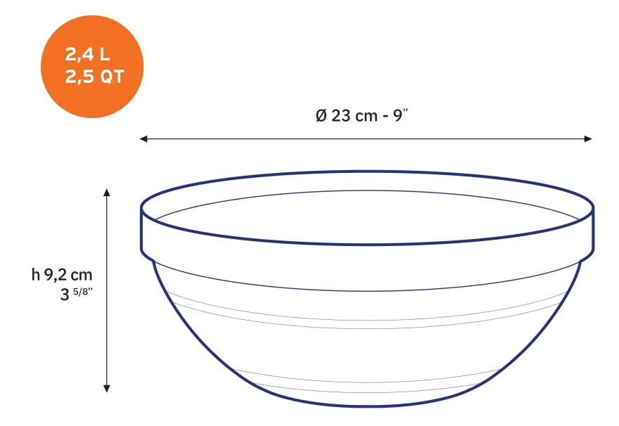 Discount Le Gigogne - Saladier en verre transparent Empilable 2,4L - 23cm Professionnels De La Restauration|Saladiers