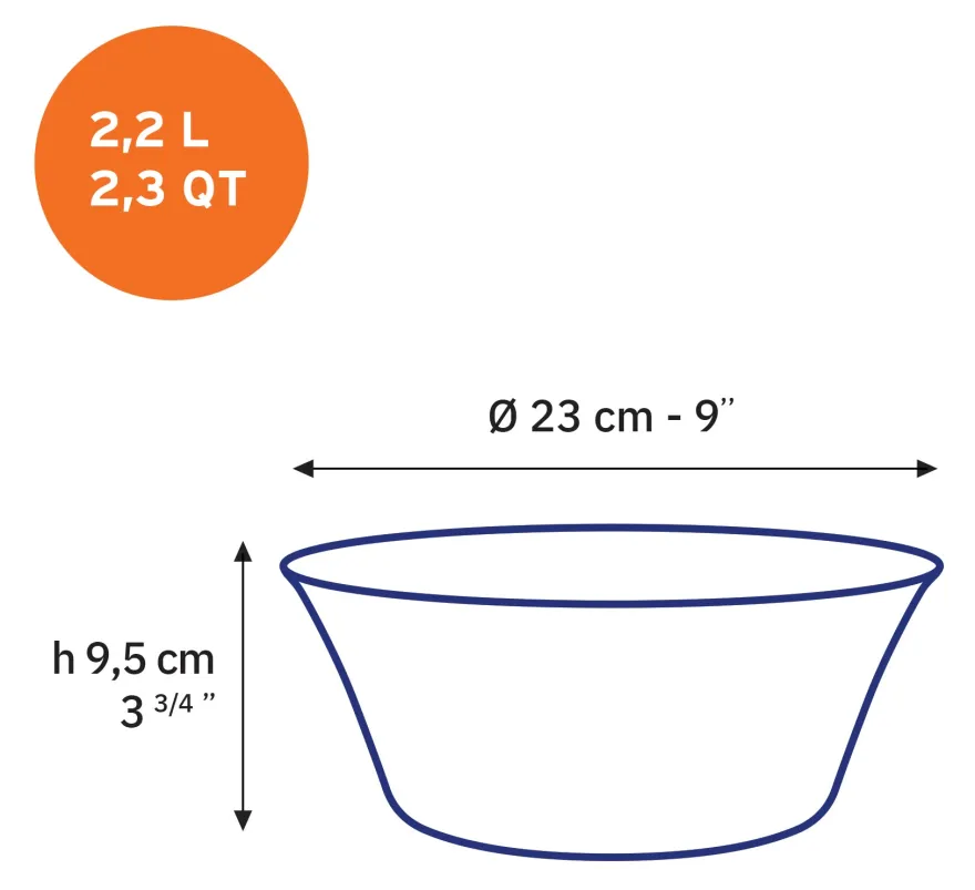 Outlet Lys - Saladier en verre - Bleu Marine - 23cm - 2,2l Professionnels De La Restauration|Saladiers